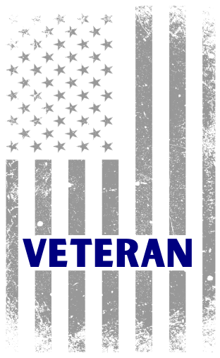 B&W US Flag with Blue Veteran - Matte Vinyl Sticker